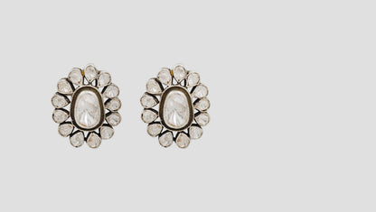 Sangeeta Boochra Handcrafted Moissanite Sterling Silver Floral Stud Earrings