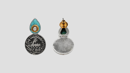 Sangeeta Boochra Artisan Turquoise Oxidised Silver Earrings