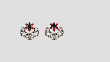 Sangeeta Boochra Artisan Oxidised Silver Kundan Statement Earrings