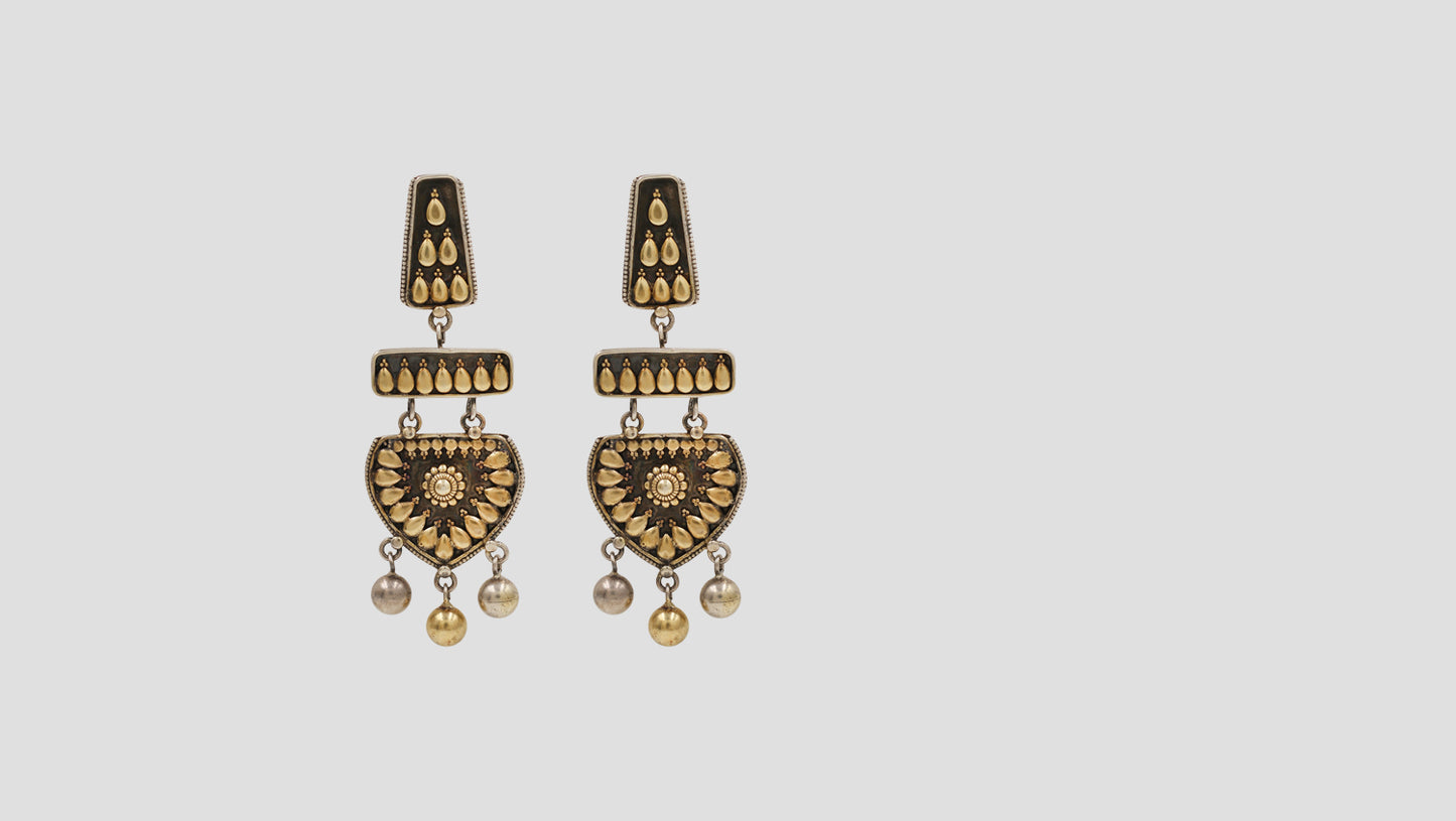 Sangeeta Boochra Handcrafted Dual Plated Silver Statement Earrings