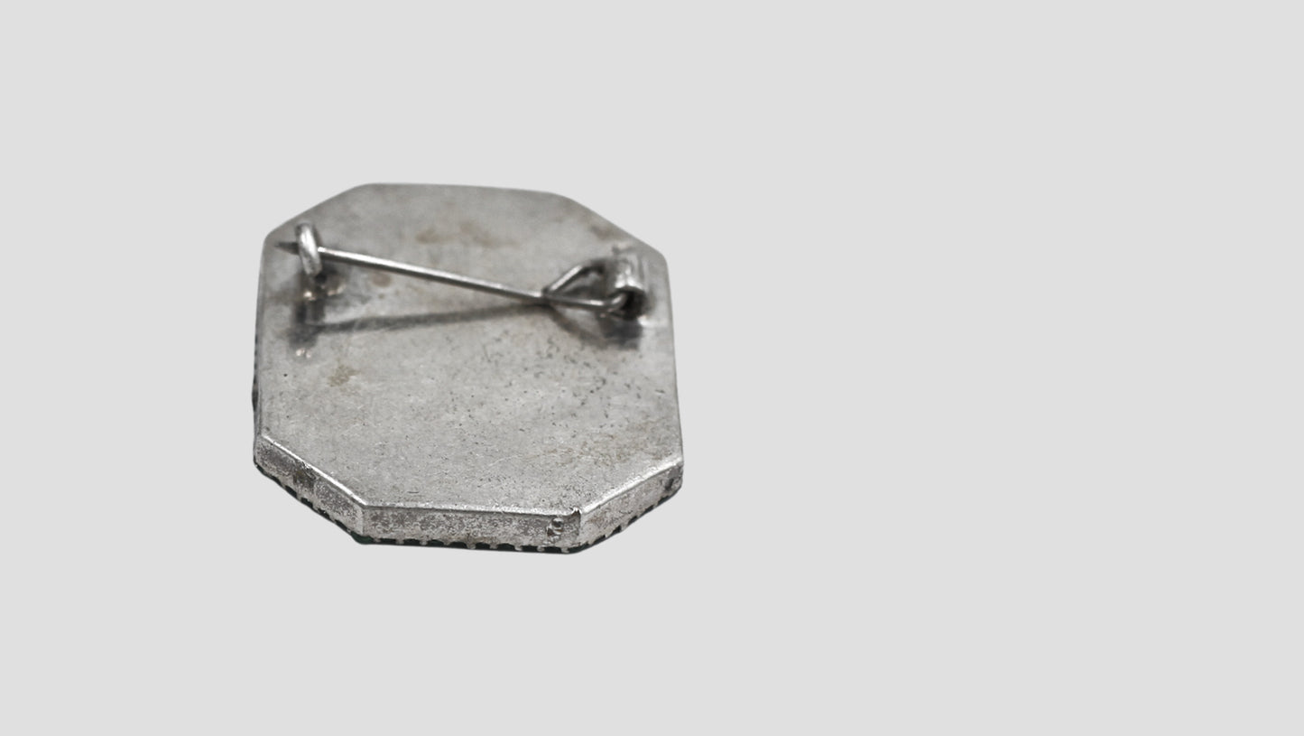 Handcrafted Oxidised Silver Heritage Floral Brooch with Green Stone Accents | Sangeeta Boochra