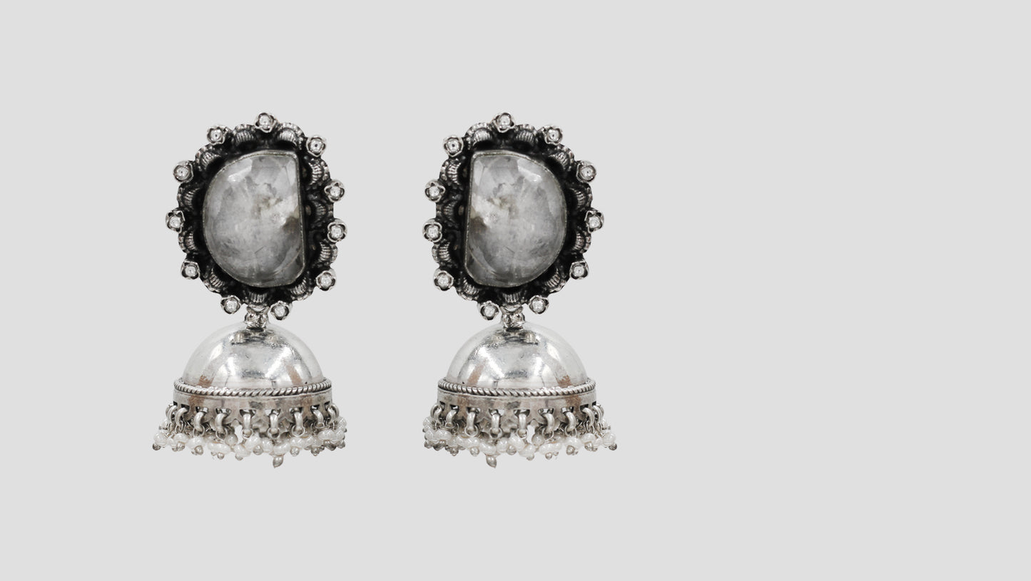 Heritage Oxidised Silver Jhumka Earrings