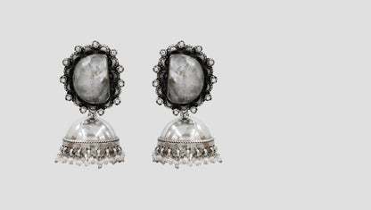 Heritage Oxidised Silver Jhumka Earrings