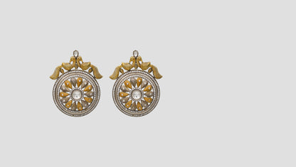 Sangeeta Boochra Dual Finish Silver Floral Statement Earrings