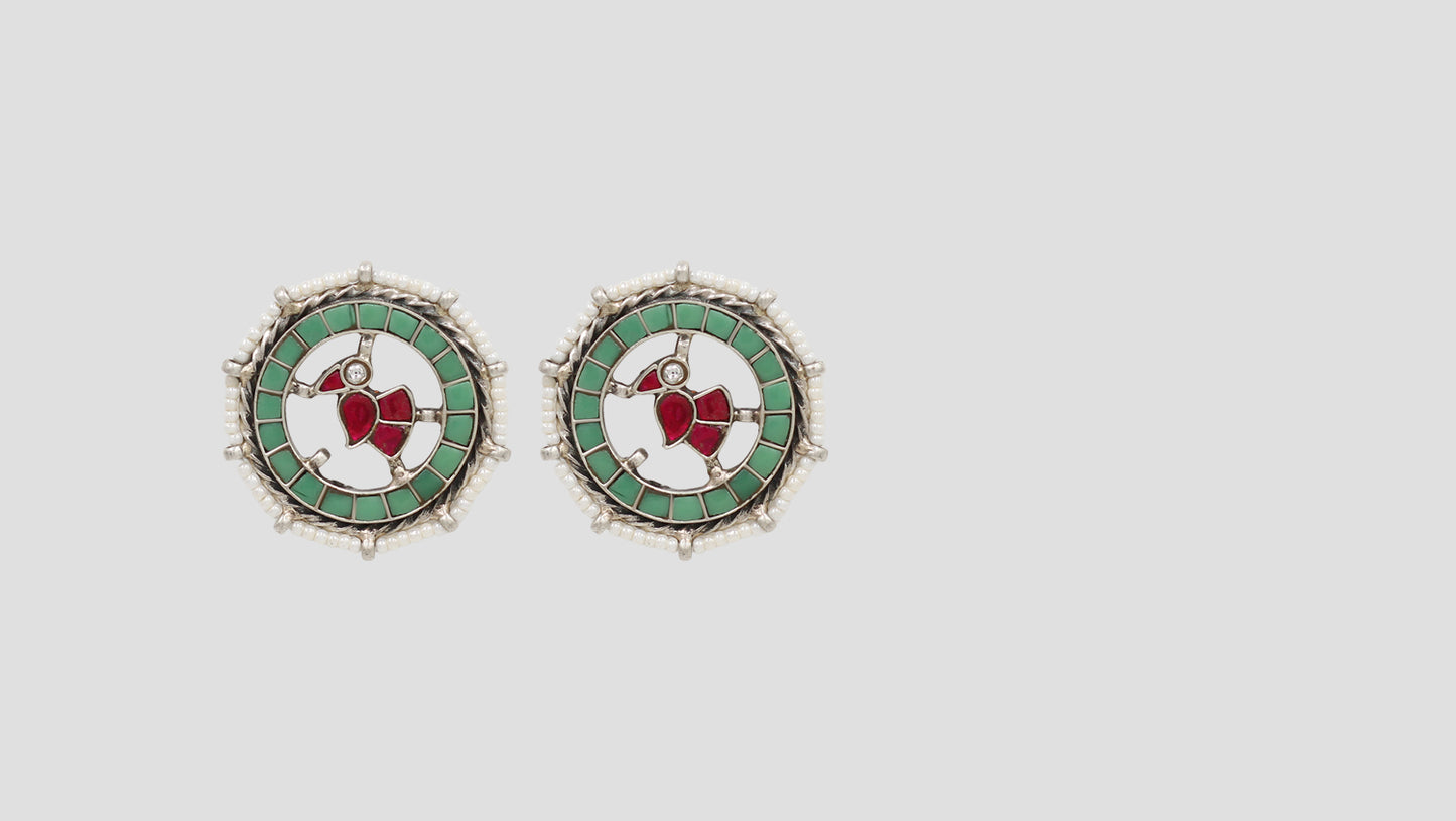 Sangeeta Boochra Traditional Kundan Silver Stud Earrings