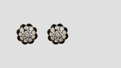 Sangeeta Boochra Handcrafted Silver Floral Earrings with Moissanite