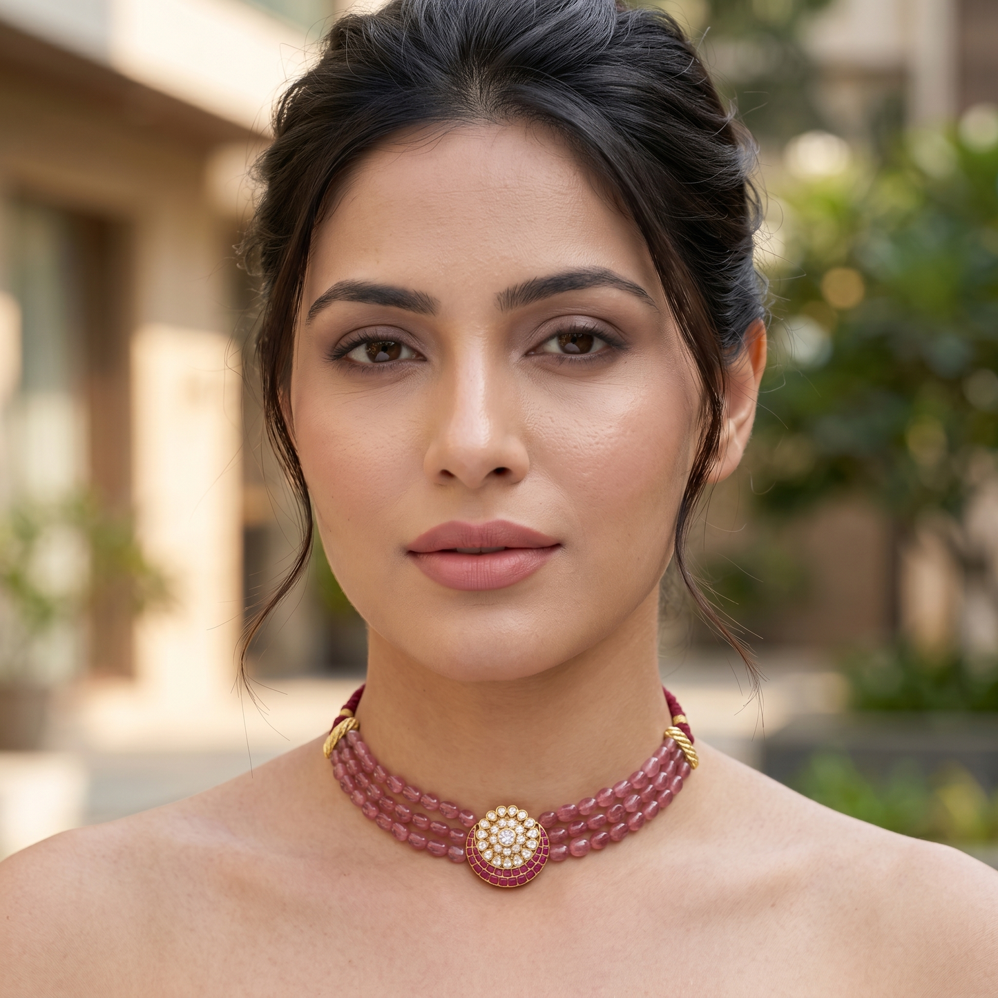 Sangeeta Boochra Royal Bloom Moissanite Gold-Plated Silver Choker