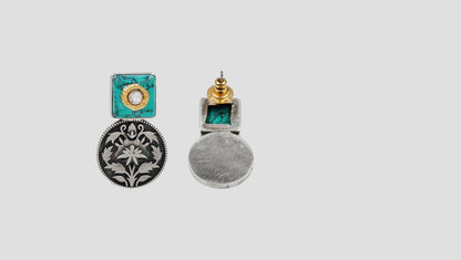 Handcrafted Turquoise Floral Disc Earrings by Sangeeta Boochra