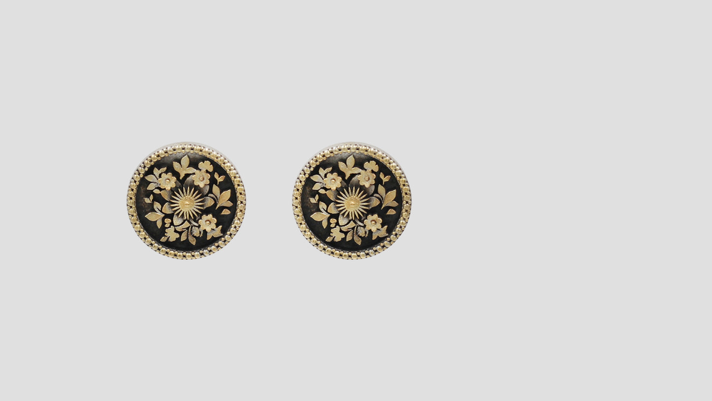 Sangeeta Boochra Dual-Plated Oxidised Silver Floral Stud Earrings