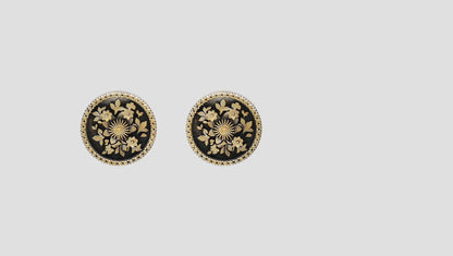 Sangeeta Boochra Dual-Plated Oxidised Silver Floral Stud Earrings