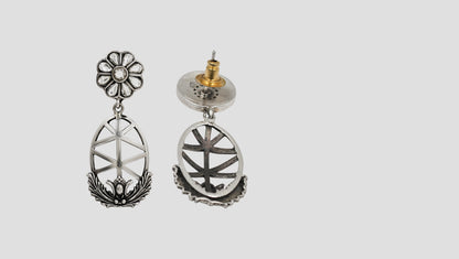 Sangeeta Boochra Floral Kundan Silver Drop Earrings