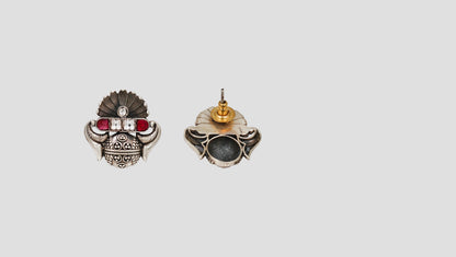 Sangeeta Boochra Handcrafted Oxidised Kundan Silver Statement Earrings