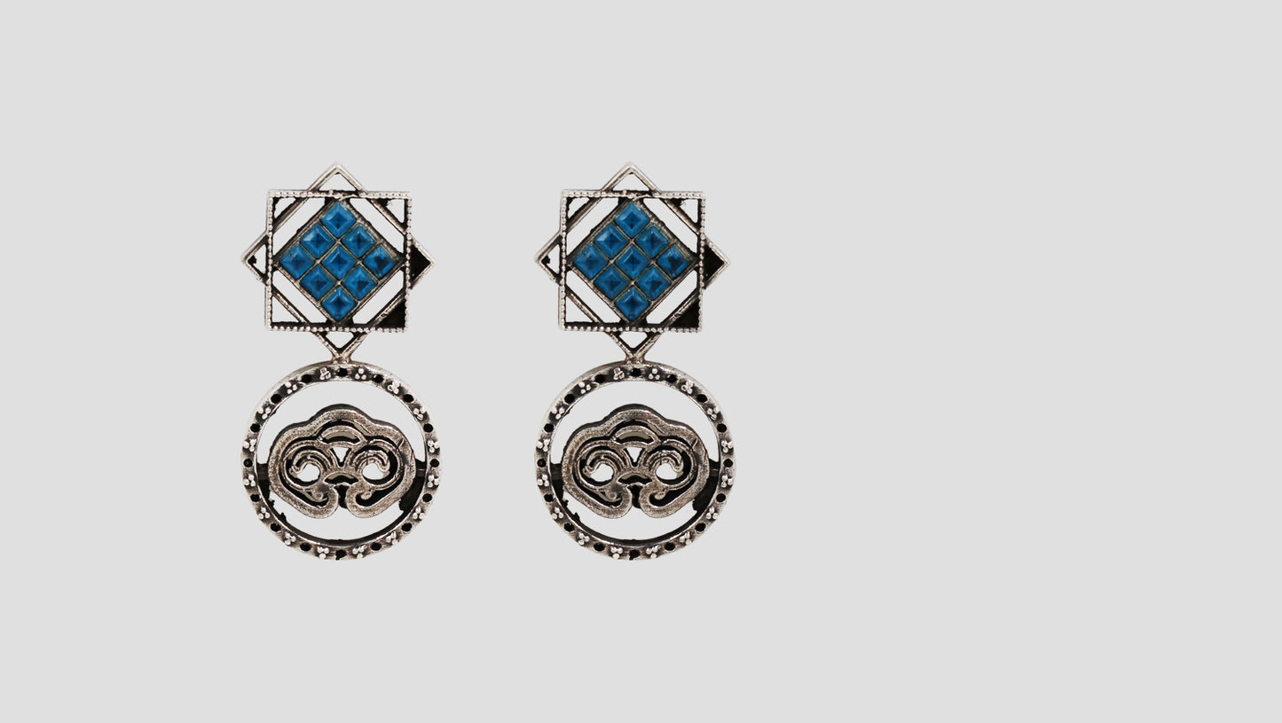 Sangeeta Boochra Royal Blue Handcrafted Silver Earrings