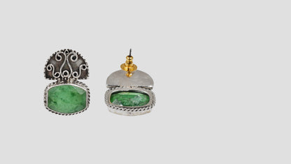 Sangeeta Boochra Artisan Sterling Silver Green Quartz Earrings