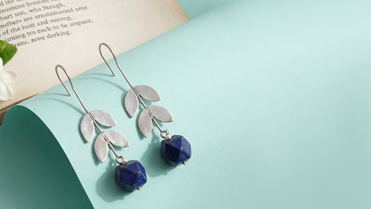 Sangeeta Boochra Lapis Stone Silver Danglers