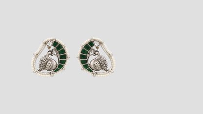 Sangeeta Boochra Handcrafted Peacock Kundan Earrings