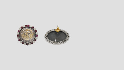 Sangeeta Boochra Handcrafted Dual Plated Silver Peacock Motif Stud Earrings