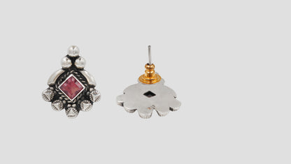 Sangeeta Boochra Handcrafted Oxidised Silver Contemporary Heritage Earrings