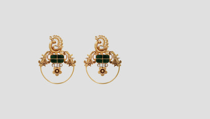 Sangeeta Boochra Handcrafted Gold Plated Peacock Motif Silver Kundan Earrings