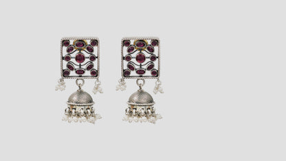 Sangeeta Boochra Square Motif Pearl Jhumka Earrings