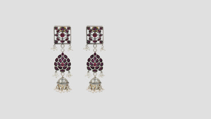 Sangeeta Boochra Heritage Kundan Silver Jhumka Earrings with Pearls