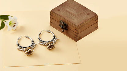 Sangeeta Boochra Heritage Pearl & Gold Tone Hoop Earrings