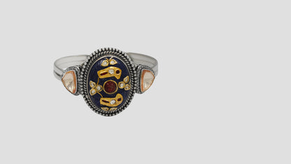 Sangeeta Boochra Statement Kundan Bracelet with Blue Stone