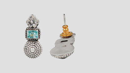 Sangeeta Boochra Handcrafted Oxidised Silver Aqua Blue Stone Drop Earrings