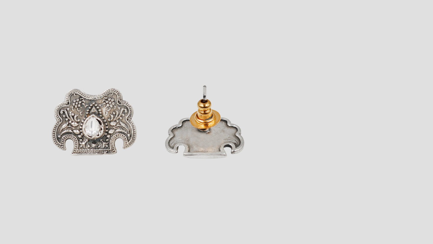 Sangeeta Boochra Handcrafted Oxidised Sterling Silver Heritage Stud Earrings
