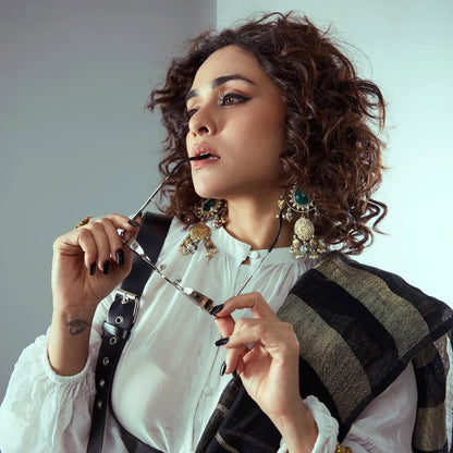 Amruta Khan Adorns the Tribal Royalty Silver Collection by Sangeeta Boochra