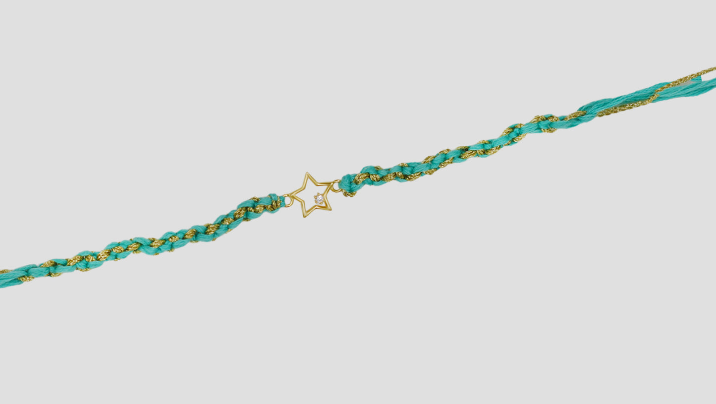 925 Sterling Silver Star Rakhi with Turquoise Thread | Sangeeta Boochra