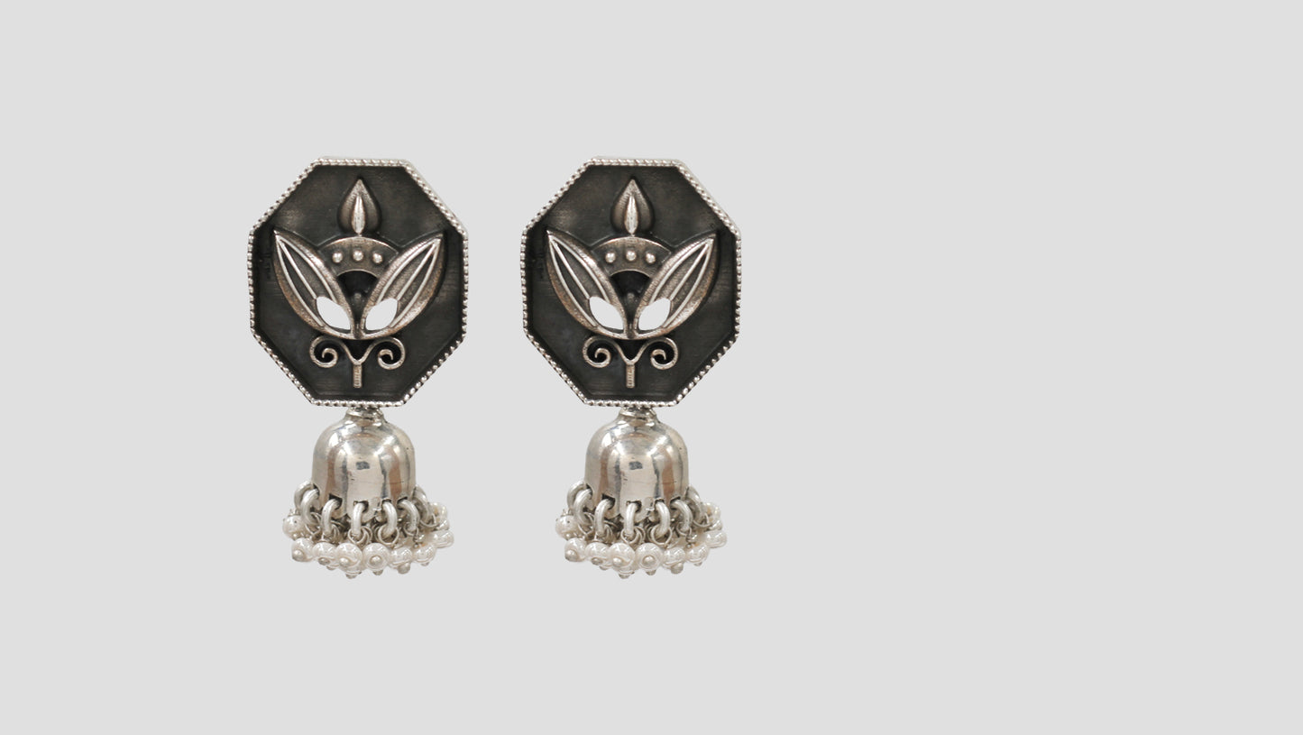 Heritage Pearl Drop Silver Earrings by Sangeeta Boochra