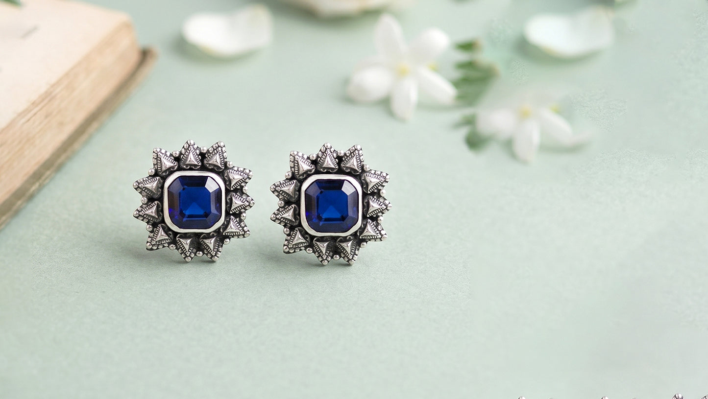Sangeeta Boochra Regal Blue Silver Earrings