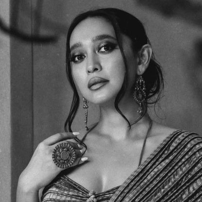 Sangeeta Boochra Silver Statement Jewellery | Styled by Sayani Gupta