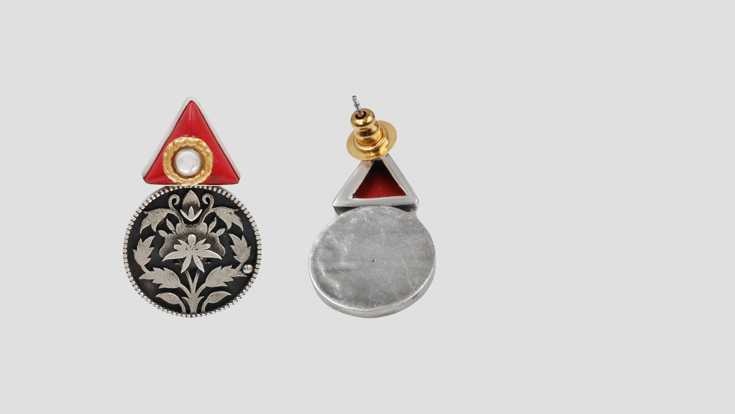 Sangeeta Boochra Heritage Floral Oxidised Silver Statement Earrings