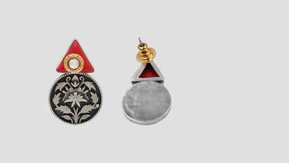 Sangeeta Boochra Heritage Floral Oxidised Silver Statement Earrings
