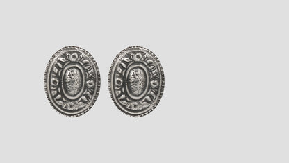 Rustic Charm Oxidised Silver Oval Studs