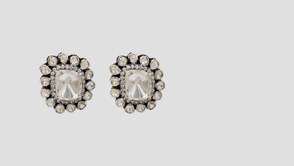 Sangeeta Boochra Artisan Sterling Silver Moissanite Floral Stud Earrings