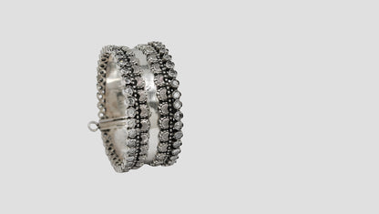 Sangeeta Boochra Artisan Oxidised Silver Embossed Statement Bangle