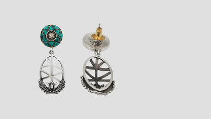 Sangeeta Boochra Turquoise Floral Silver Drop Earrings