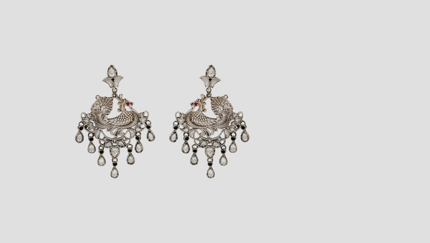 Sangeeta Boochra Heritage Peacock Kundan Statement Earrings