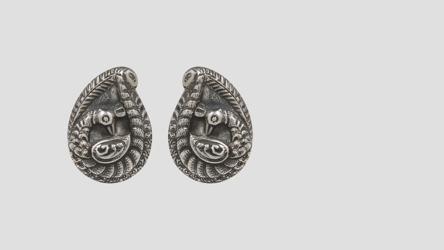 Sangeeta Boochra Handcrafted Silver Peacock Motif Stud