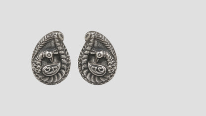 Sangeeta Boochra Handcrafted Silver Peacock Motif Stud