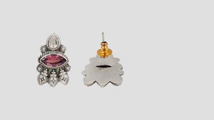 Sangeeta Boochra Vintage Oxidised Silver Tribal Stud Earrings