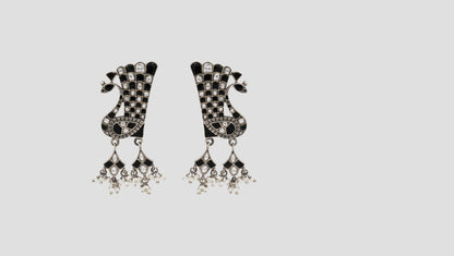 Sangeeta Boochra Artisan Kundan Earrings with Peacock Motif & Pearl Detailing