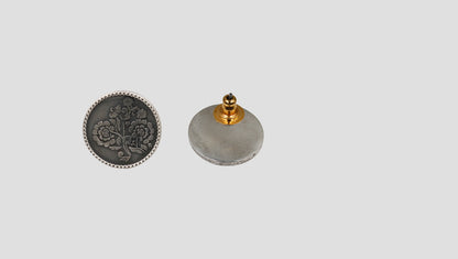 Sangeeta Boochra Vintage Floral Oxidised Silver Stud
