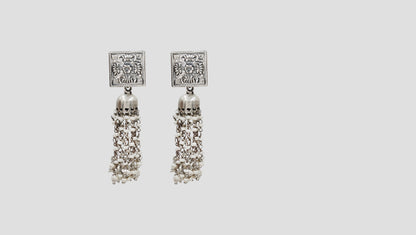 Sangeeta Boochra Heritage Tassel Oxidised Silver Earrings