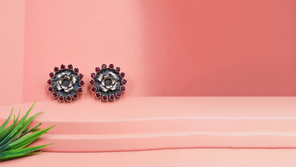 Floral Bloom Silver Studs by Sangeeta Boochra