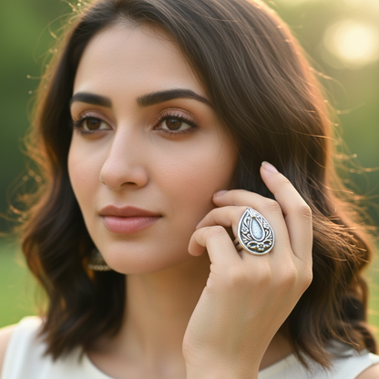 Floral Heritage Silver Ring by Sangeeta Boochra