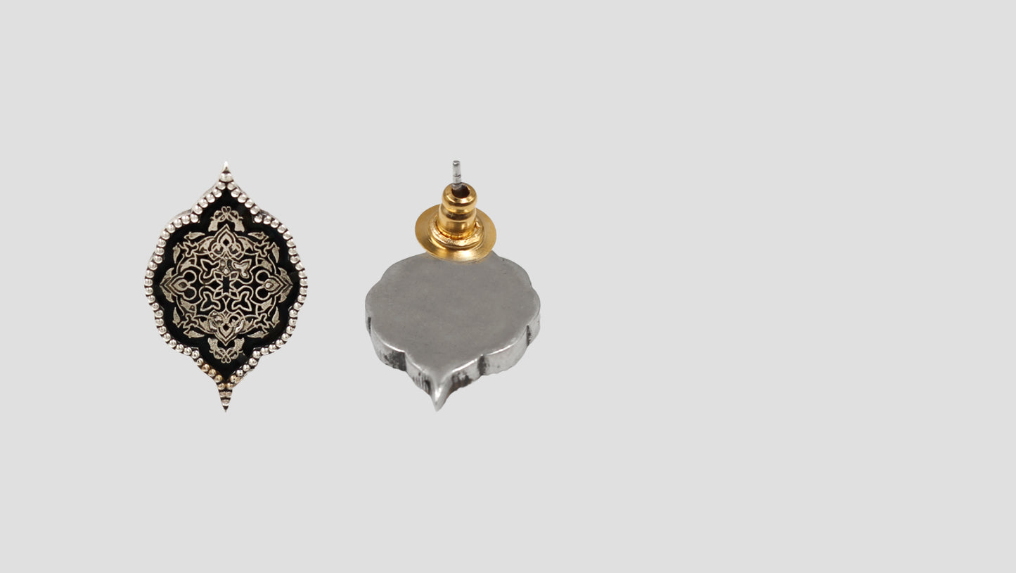 Sangeeta Boochra Handcrafted Oxidised Sterling Silver Heritage Stud Earrings
